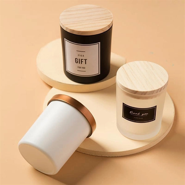 Soybean Candle Glass Bottle Jars with Wooden Bamboo Lid