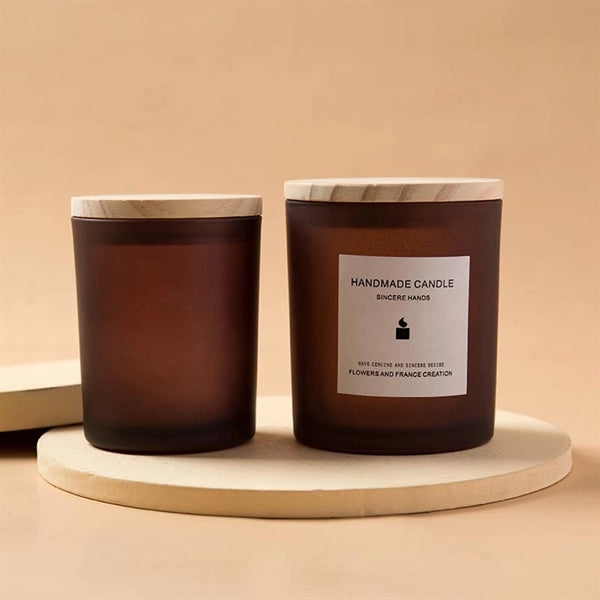 Soybean Candle Glass Bottle Jars with Wooden Bamboo Lid