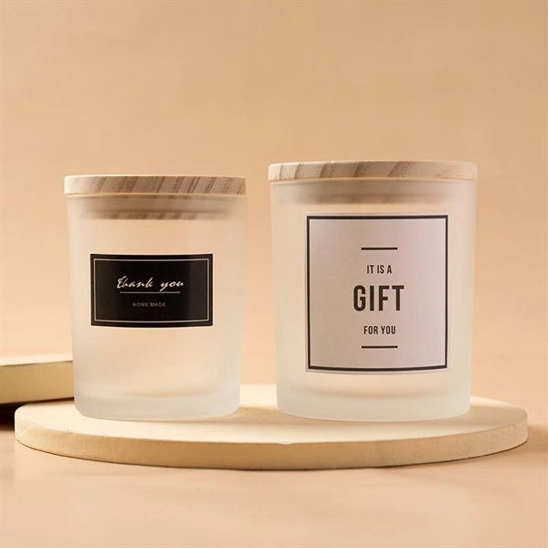 Soybean Candle Glass Bottle Jars with Wooden Bamboo Lid