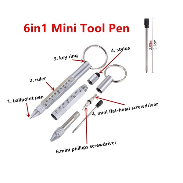 Metal Multifunction Tool Ballpoint Pen With Key Ring