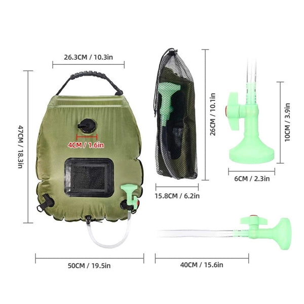 5 Gallons Solar Heating Camping Shower Bag