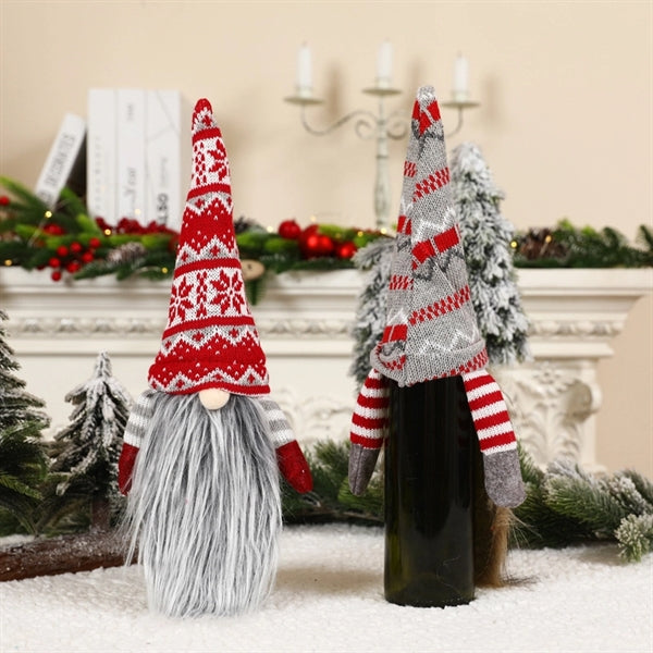 Gnome Christmas Santa Claus Wine Bottle Cover