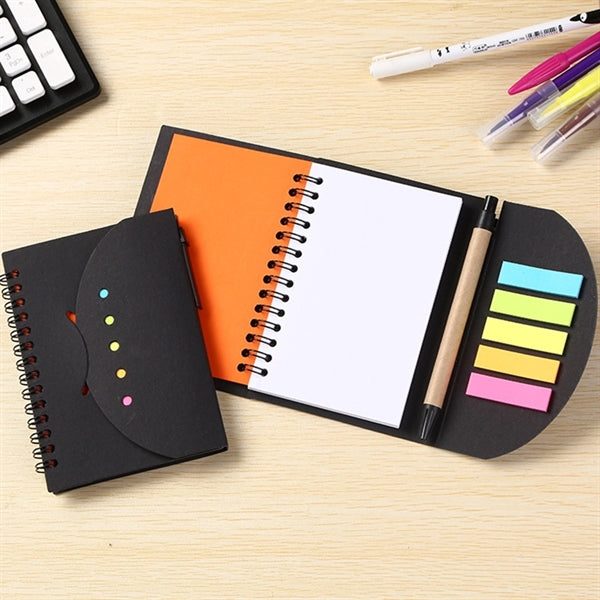 Printed Eco-Inspired Spiral Notebook with Sticky Flags & Pen