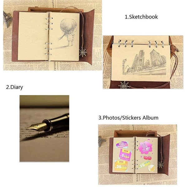 7" Vintage Nautical Spiral Refillable Leather Diary Notebook