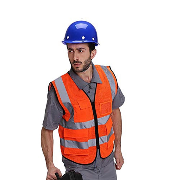 Safety Reflective Vest With Pockets and Zipper