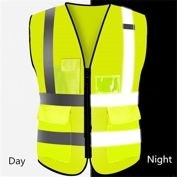 Safety Reflective Vest With Pockets and Zipper