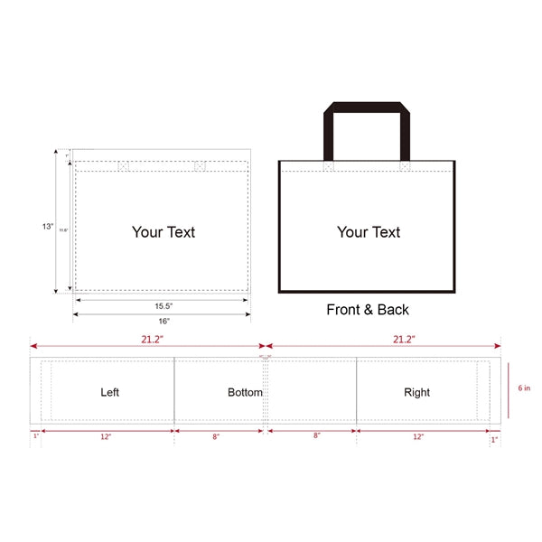 Free Shipping Color Trim Dye Sub TOTE BAGS