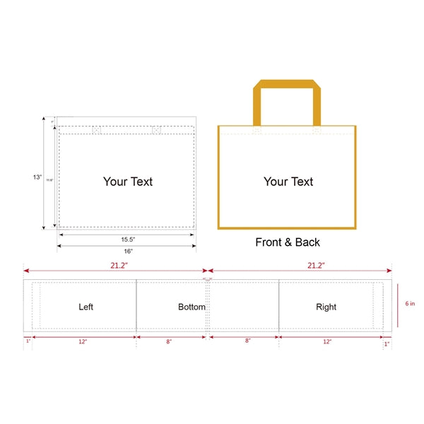 Free Shipping Color Trim Dye Sub TOTE BAGS