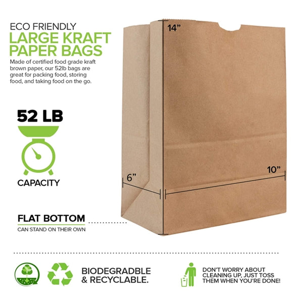Kraft Brown Paper Grocery Bags CUSTOM YOUR LOGO AND SIZE
