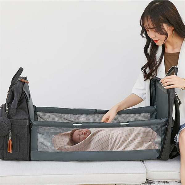 3 in 1 Diaper Bag Backpack with Bassinet Bed Mat Pad