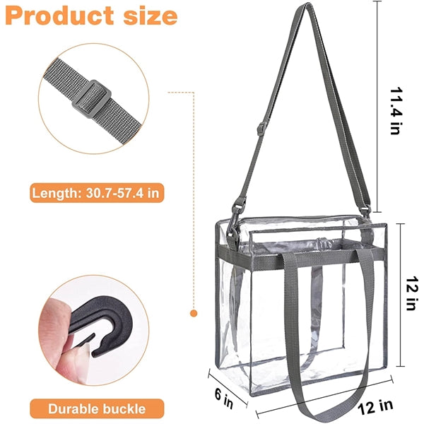 Stadium Approved Clear Tote Bag with Zipper Closure