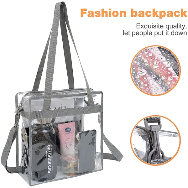 Stadium Approved Clear Tote Bag with Zipper Closure