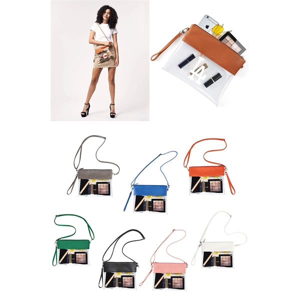 Clear Crossbody Purse Stadium Approved PU Leather Bag
