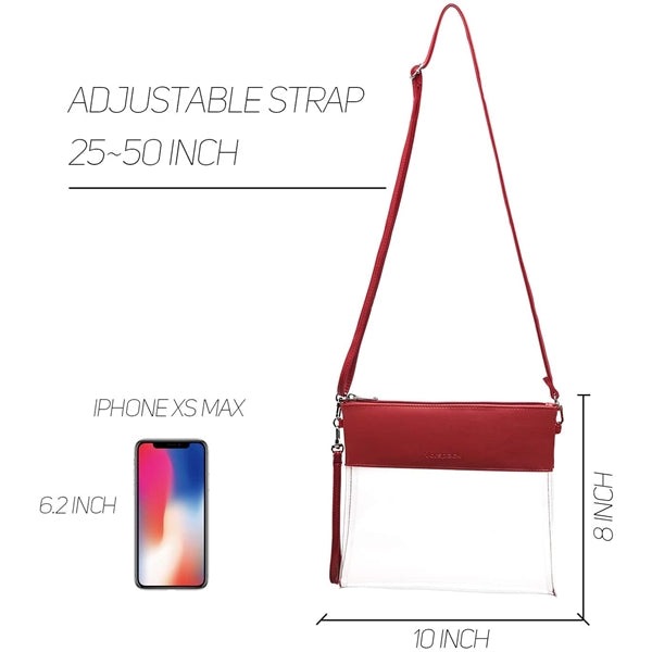 Clear Crossbody Purse Stadium Approved PU Leather Bag