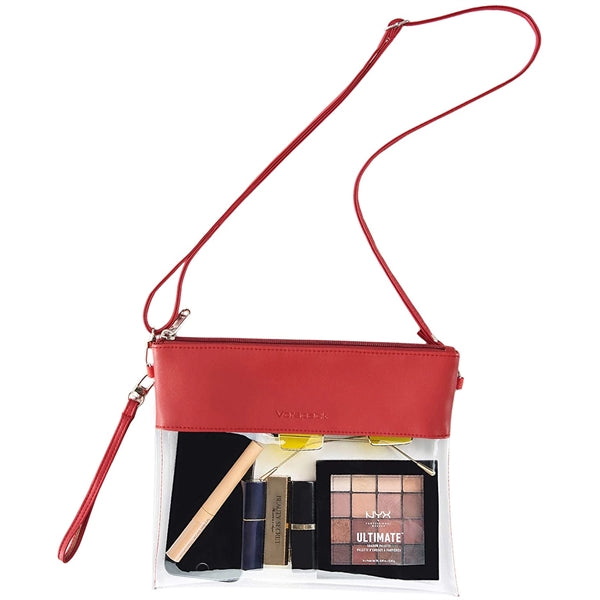 Clear Crossbody Purse Stadium Approved PU Leather Bag