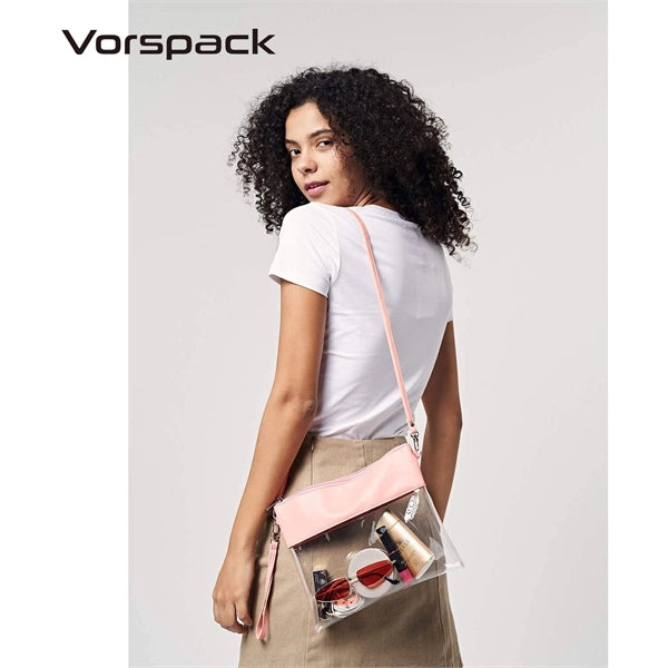 Clear Crossbody Purse Stadium Approved PU Leather Bag