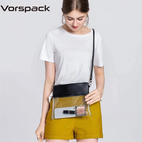 Clear Crossbody Purse Stadium Approved PU Leather Bag
