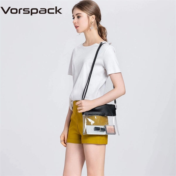 Clear Crossbody Purse Stadium Approved PU Leather Bag