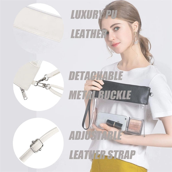 Clear Crossbody Purse Stadium Approved PU Leather Bag