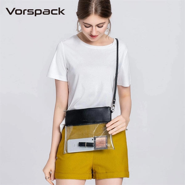 Clear Crossbody Purse Stadium Approved PU Leather Bag