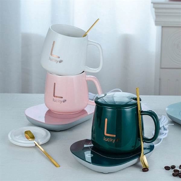 55 Degree Thermostatic Ceramic Mug & Heating Pad Set