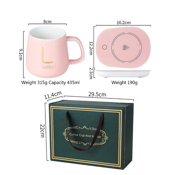 55 Degree Thermostatic Ceramic Mug & Heating Pad Set