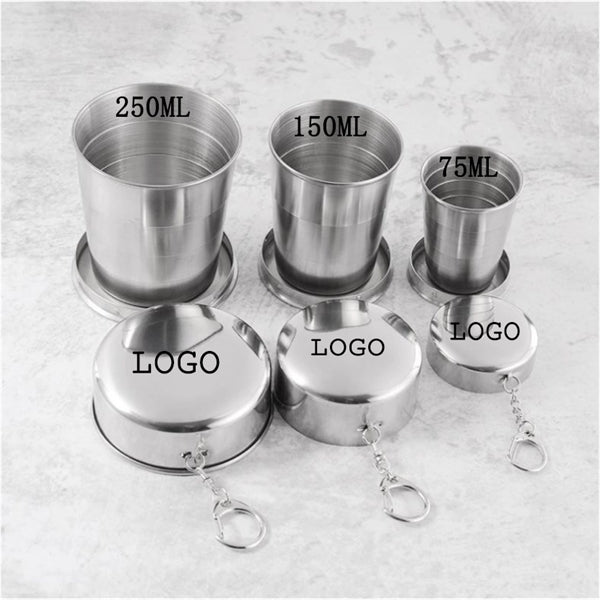 150ML Stainless Steel Telescopic Folding Mug With Keychain