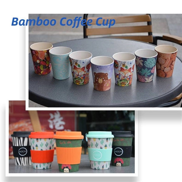 Biodegradable Bamboo Fiber Coffee Cup with Lid
