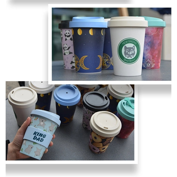 Biodegradable Bamboo Fiber Coffee Cup with Lid