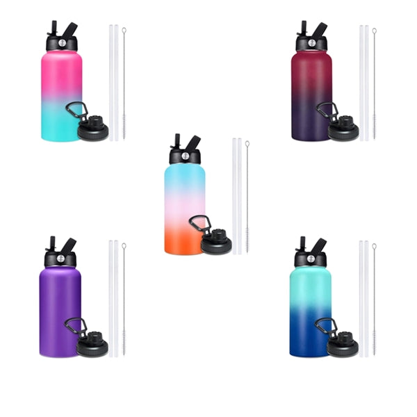 Vacuum Insulated Metal Water Bottle with Straw & Spout Lids