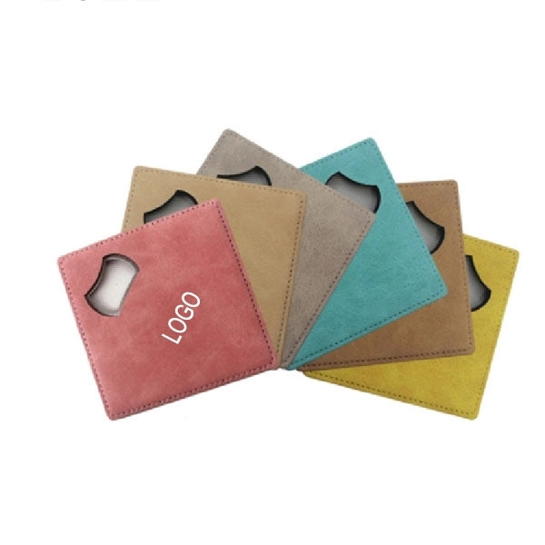 Stainless steel PU Coaster With Bottle Opener