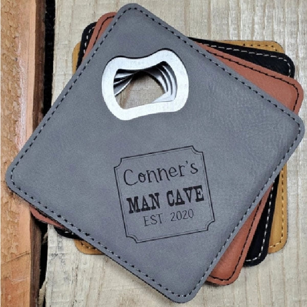 Stainless steel PU Coaster With Bottle Opener