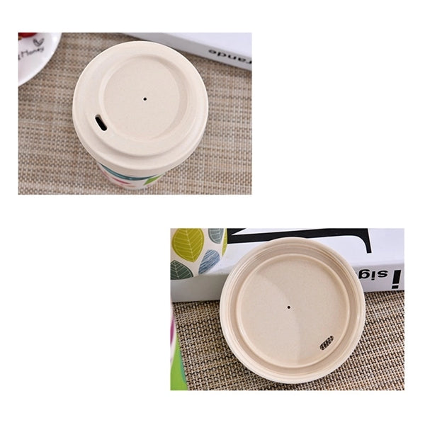 Takeaway Coffee Cup Bamboo Fiber Mugs with Cover and Band