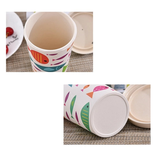Takeaway Coffee Cup Bamboo Fiber Mugs with Cover and Band
