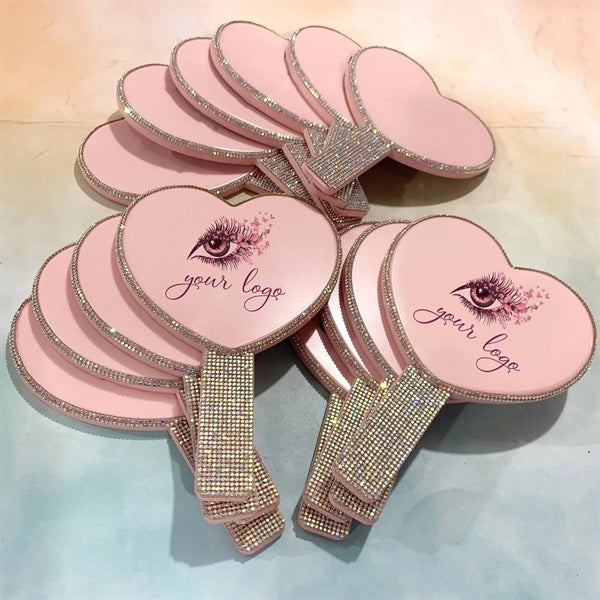 Rhinestone Heart-shaped Handheld Mirror
