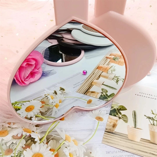 Rhinestone Heart-shaped Handheld Mirror