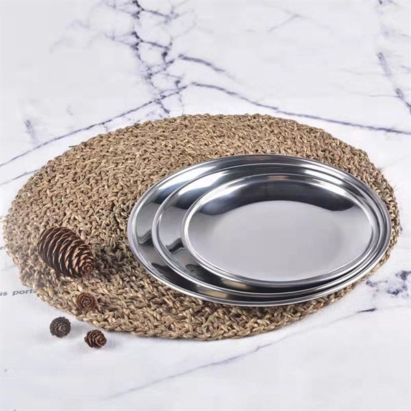 Round 304 Stainless Steel Plate Dishes Disk Food Tray