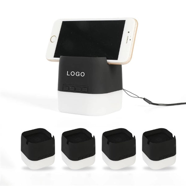 Blcak Speaker With Phone Holder And Colorful Light