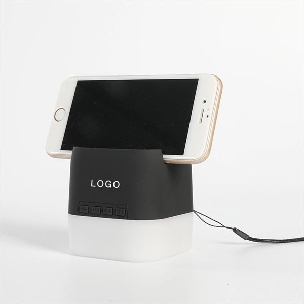 Blcak Speaker With Phone Holder And Colorful Light