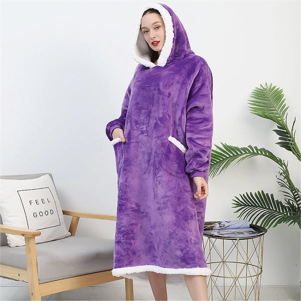 Oversized Blanket Hoodie Sweatshirt with Pockets