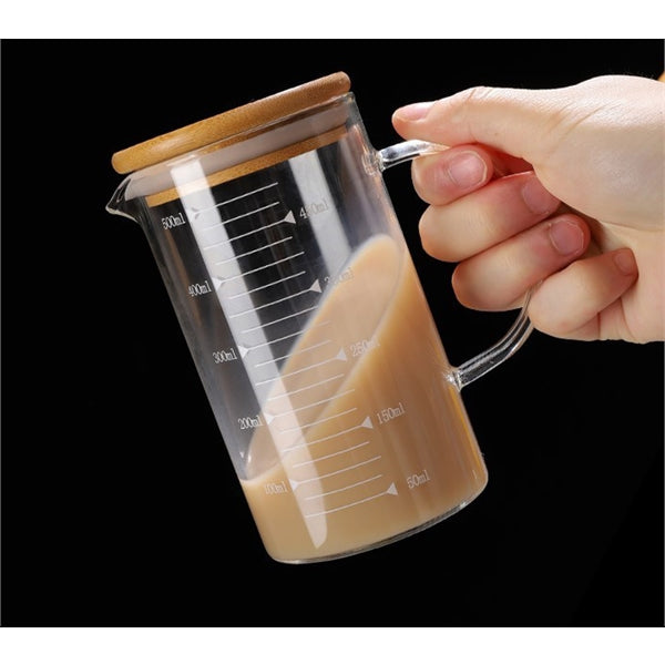 500ml Glass Measuring Cup With Bamboo Lid
