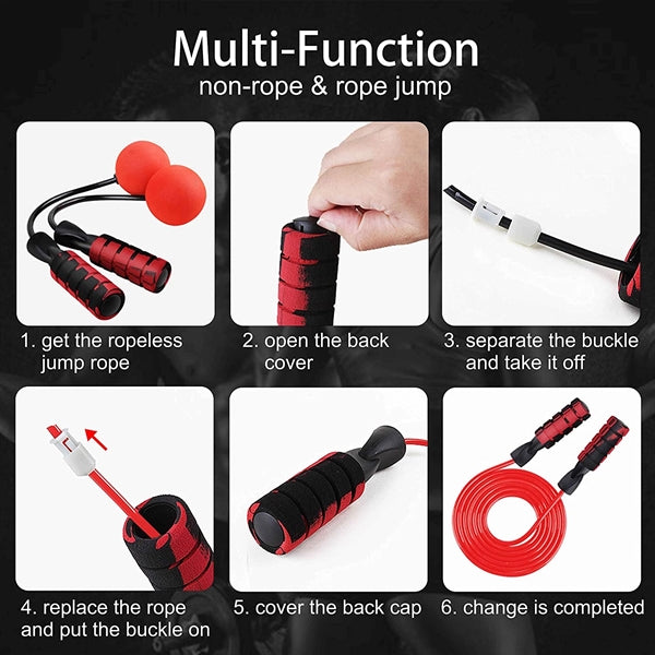 2 in 1 Cordless Indoor Jump Rope with Two Balls