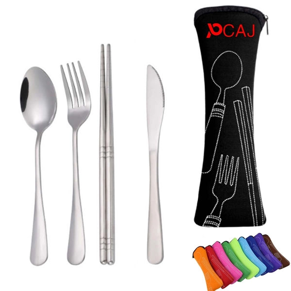 4 In 1 304 Stainless Steel Travel Cutlery Tableware Set