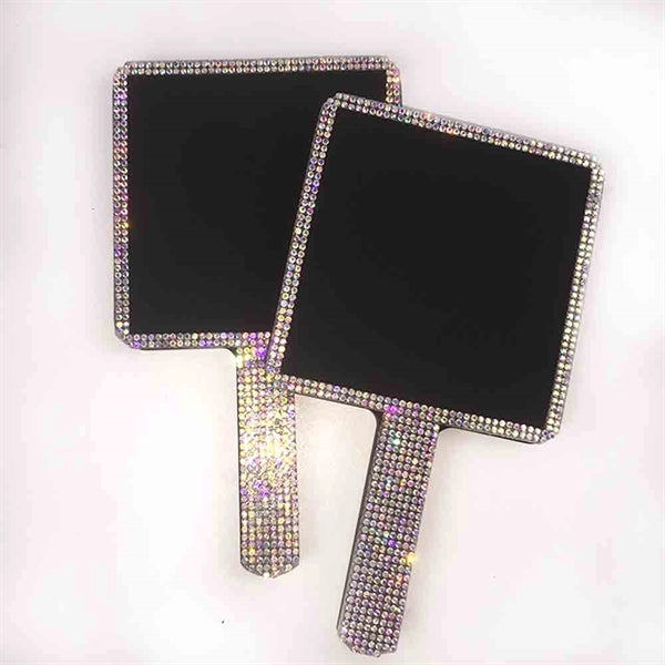 Rhinestone Square-shaped Handheld Mirror