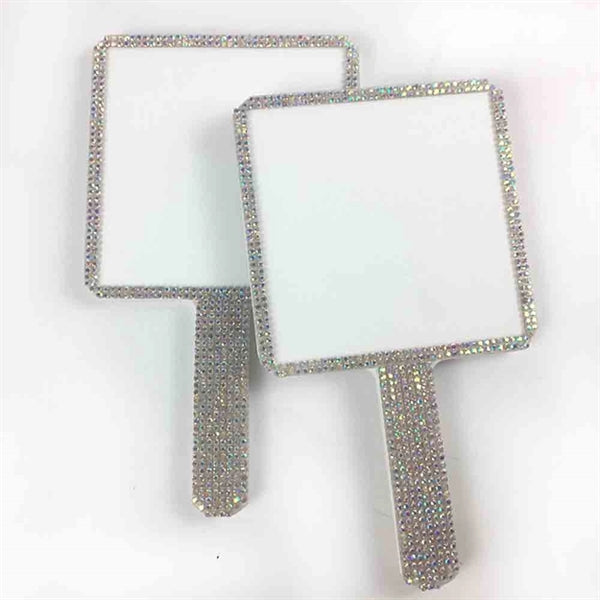 Rhinestone Square-shaped Handheld Mirror