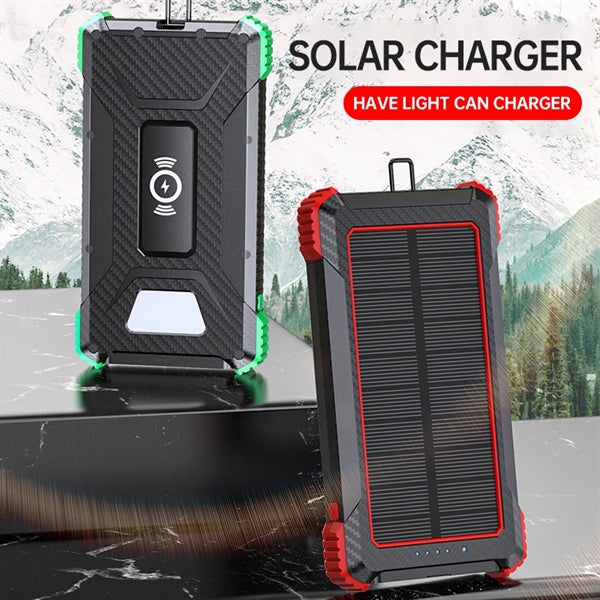 Outdoor Wireless Solar Power Bank 10000mAh With LED Light