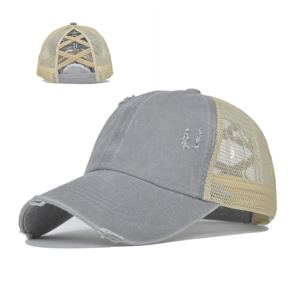 Womens Baseball Cap Ponytail Cross Hat
