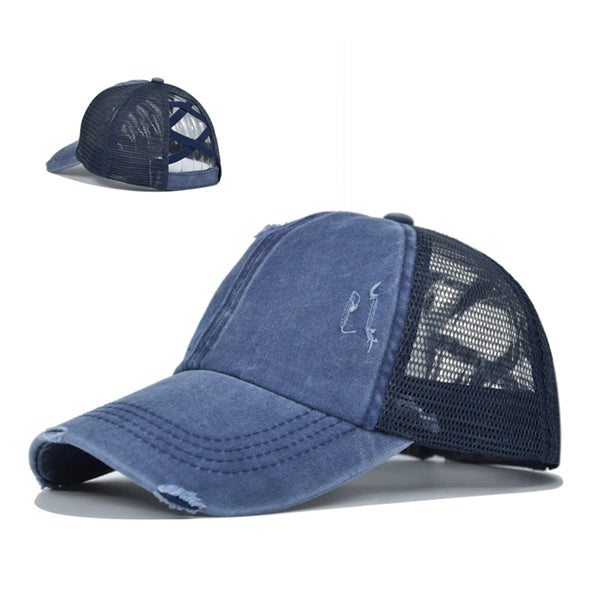 Womens Baseball Cap Ponytail Cross Hat