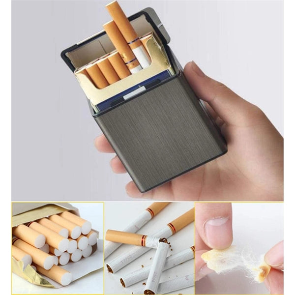 Metal Cigarette Case with Switch Flip Closure for Women Men