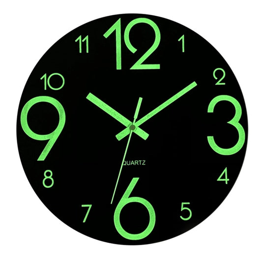 Luminous Wooden 12 Inch Silent Non-Ticking Wall Clock